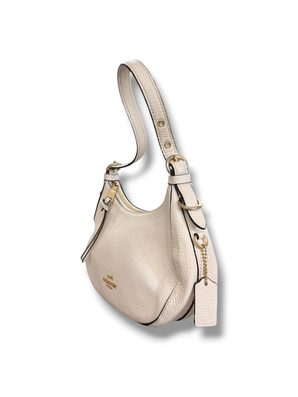 Coach Kleo Hobo C6807 Ivory Pebbled Leather Shoulder Bag Gold Hardware Hangtag - Picture 2 of 12